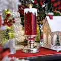 Miniatyrbilde 1 av 4: LED Julelys, 7 Fargeskiftende USB Oppladbare, Vanntette Virvlende Glitter Flammeløse Lys Red