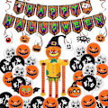 Pikkukuva 1 / 4: Halloween-juhlatarvikkeet setti B Banneri Ilmapallot Jousijalka Kurpitsa Juhlat Z51838