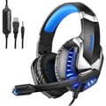 Gaming Headset, Ps5 Pc Gaming Headset With Noise Canceling Mic, 3d Stereo Surround Sound Led Light, Xbox One Headset For Switch Laptop Tablet, Blue blue