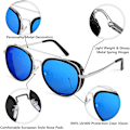 Pikkukuva 3 / 4: Retro Steam Punk -aurinkolasit, pyöreät steampunk-kaksoissiltalasit naisille ja miehille B2822 Blue Lens