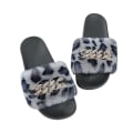 Miniatyrbillede 1 af 5: Bløde Faux Fur Slippers til Kvinder Behagelige Åben Tå Sandaler Med Fle LEOPARD 41