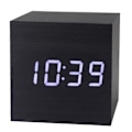 Miniatyrbild 1 av 4: Gingko Cube Led Click Clock Alarm Clock With Sound Activation (time, Date & Temperature) Various Colours A10 Black and white