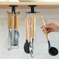 360 Rotating Kitchen Utensil Holder Set Of 2, Kitchen Utensil Holder With 6 Hooks, No Drilling Storage Organizer Rack, For Kitchen/bathroom/wardrobe (