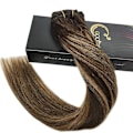 Miniatyrbilde 3 av 4: Clip In Hårextensions Remy Sjokoladebrun Til Karamellblond Balayage 7 Deler 120g 14 Tommer 14 inch