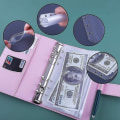 Miniatyrbilde 4 av 4: 12 stk. A6 Permlommer Løse Bladposer 6-rings Perm Kontantbudsjett Konvoluttsystem, A6 PU Lær Permsett Pink
