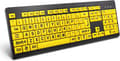 Large Print Computer Keyboard, Wired Usb High Contrast Keyboard With Oversized Print Letters For Visually Impaired Low Vision Individuals (ye