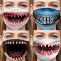 Miniatyrbillede 3 af 4: Hajmasker Pakke Med 10 Genanvendelige Vaskbare Hajprint Masker, Unisex RED