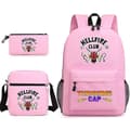 Stranger Things Hellfire Club Backpack Three-piece Set School Bag Pink