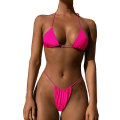 Pikkukuva 1 / 2: Naisten kaksiosainen uimapuku seksikäs uima-asu halterneck-nauhallinen kolmiobikini S ROSE RED L