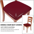 Miniatyrbild 3 av 3: Stretch Jacquard Dining Chair Seat Covers, Removable Washable Anti-dust Dining Room Chair Seat Cushion Slipcovers With Ties- Set Of 2, Beige Burgundy