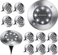 Ground Lights, 12 Pack 8 Led Solar In-ground Lights, Waterproof , Cool White