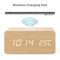 Miniatyrbild 2 av 3: Wooden Digital Alarm Clock With Wireless Chargingadjustable Brightness