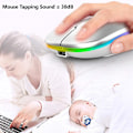 Miniatyrbild 3 av 5: 5.0 Bluetooth With Usb Rechargeable Rgb Mouse Bt5.2 For Laptop Computer Pc Macbook Gaming Mouse 2.4ghz 1600dpi White