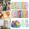 Miniatyrbilde 2 av 3: 50 stk/100 stk Hawaiisk Halskjede Tropisk Hawaii Stoff Blomsterkrans Festdekor 100pcs