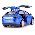 Pikkukuva 2 / 3: Uusi 1:32 Tesla Model X metalliseos automalli pojan lelu blue