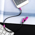 Miniatyrbillede 3 af 4: Audio Splitter Kabel 3.5mm Han Til 2 Port Hun Forlænger Aux Ledningsadapter Rose Red Dual Earphone Port
