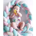 Miniatyrbillede 4 af 4: Sengekant, baby Bumper Sengeslange Baby Senge Bumper Vævet Kantbeskyttelse Hovedbeskyttelse Dekoration Til Tremmeseng (grå, 100cm) White*Green*Pink 150cm