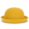 Miniatyrbilde 1 av 4: Bowlerhatt i ull for foreldre og barn, Fedora-hatter Dome yellow 54cm