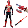 Pikkukuva 1 / 4: 3 kpl Lasten Poika Hämähäkkimies Puku Cosplay Puku Lasten Lelu Hämähäkkimies Lähetin, käsine, miekka Kids-XL-140cm