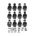 Miniatyrbilde 1 av 3: 12 stk. Svart Swat Politi Minifigur Byggekloss Tilbehør Militærleke