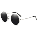 Pikkukuva 1 / 5: Vintage Pyöreät John Lennon Polaroid Aurinkolasit Miehille ja Naisille Ympyrä Hippi Aurinkolasit Black Lens-silver Frame
