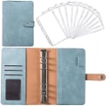 Miniatyrbillede 1 af 3: Læder Binder Budget Planner Kontant Kuvert Pung System retro blue