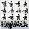 Miniatyrbillede 2 af 4: 12 stk. Sort Swat Politi Minifigur Byggeklods Tilbehør Militær Legetøj