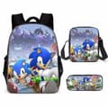 3pcs Set Super Sonic Pencil Case Backpacks Messenger Bags Shoulder Style 7