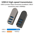 Miniatyrbild 3 av 4: Aluminum Alloy Rotating Usb3.0 Hub Splitter Usb Hub Splitter 3 Port Usb 3.0 Hub Extension Gray