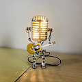 Miniatyrbild 2 av 4: Metal Microphone Led Table Lamp Statue Model Home Decorative Light Fixture