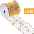Miniatyrbild 1 av 4: 2.5" Width Organza Ribbon Clear Shiny Snowflake Ribbon With Spool For Christmas Gift