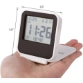 Miniatyrbild 2 av 2: Small Digital Travel Alarm Clock, Powered Mini Travel Clock With Backlight, Portable Folding Mini Pocket Calendar Temperature Clock (white)