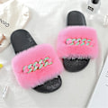 Miniatyrbild 2 av 5: Women's Fluffy Faux Fur Slippers Comfy Open Toe Slides With Fle PINK 41
