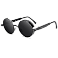 Pikkukuva 1 / 4: Vintage Polarisoidut Steampunk-aurinkolasit Miehille Pyöreät Aurinkolasit Tyylikkäät Black Frame Grey Lenses