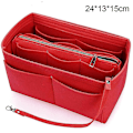 Miniatyrbillede 1 af 4: Pung Organizer Indsats Filt Taske Med Lynlås Håndtaske Tote Formgiver Multi Lommer Store Opbevaringsposer Red 1