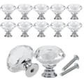 10pcs/set 30mm Diamond Shape Design Crystal Glass Knobs Cupboard Drawer Pull Kitchen Cabinet Door