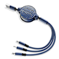 Miniatyrbillede 1 af 4: 3-i-1 Udtrækkelig Micro Usb Type-c 3a Hurtig Opladerkabel Til Iphone Android Blue