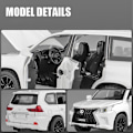 Pikkukuva 5 / 5: 1:32 Leluauto Erinomainen Laatu Lx570 Maastoauto Metalliauto Lelu Seosauto white