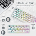 Miniatyrbild 3 av 4: Rk Rk61 Rgb Wireless/wired 60% Compact Mechanical Keyboard, 61-key Bluetooth Small Portable Gaming Office Keyboard, Suitable For Windows And Mac White