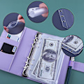 Miniatyrbillede 4 af 4: 12 stk. A6 Binder Lommer Løse Ark Poser 6 Ring Binder Kontant Budget Kuverter System, A6 Pu Læder Binder Sæt Purple