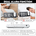 Miniatyrbild 5 av 5: Led Digital Alarm Clock Watch Table Electronic Desktop Clocks Usb Wake Up Fm Radio Time Projector Snooze Function 2 Alarm