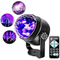 Miniatyrbillede 1 af 5: UV Sort Lys 6W LED Diskokugle Festlys Stroboskoplys Diskolys, Lydaktiveret Med Fjernbetjening DJ Lys Scene Lys Til Fest Mimenor
