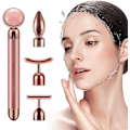 Miniatyrbillede 2 af 4: 4-i-1 Puls Ansigtsmassager, Elektrisk Jade Roller Ansigtsmassager Rose Quartz