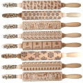 Miniatyrbild 1 av 4: Wooden Carvings Pie Cookies Rolling Pin style02