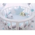 Miniatyrbillede 3 af 4: Sengekant, baby Bumper Sengeslange Baby Senge Bumper Vævet Kantbeskyttelse Hovedbeskyttelse Dekoration Til Tremmeseng (grå, 100cm) White*Blue*Grey 100cm