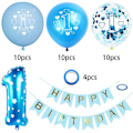Miniatyrbillede 2 af 3: Fødselsdagsdekorationer 1 år Dreng 1 års fødselsdagsballon Blå Konfetti blue