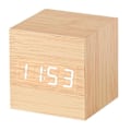 Miniatyrbild 1 av 4: Gingko Cube Led Click Clock Alarm Clock With Sound Activation (time, Date & Temperature) Various Colours A10 Bamboo white