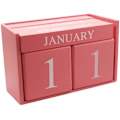 Miniatyrbillede 2 af 4: Træ Skrivebordsblok Kalender - Evighedsblok Måned Dato Display Hjemmekontor Dekoration, 15,5 x 9,9 x 7,4 cm Pink