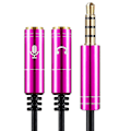 Pikkukuva 1 / 4: Audio Splitter -kaapeli 3,5 mm uros - 2 porttia naaras jatkojohto Aux-sovitin Rose Red Earphone and Mic Port