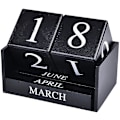 Miniatyrbillede 2 af 4: Træ Skrivebordsblok Kalender - Evighedsblok Måned Dato Display Hjemmekontor Dekoration, 15,5 x 9,9 x 7,4 cm Black